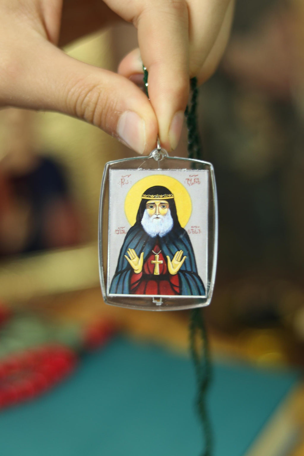 Orthodox Car Pendant Icon 1.6x2 in, Saint Gabriel Urgebadze & Saint Seraphim of Sarov, Blessed Christian Car Charm, Religious Gift
