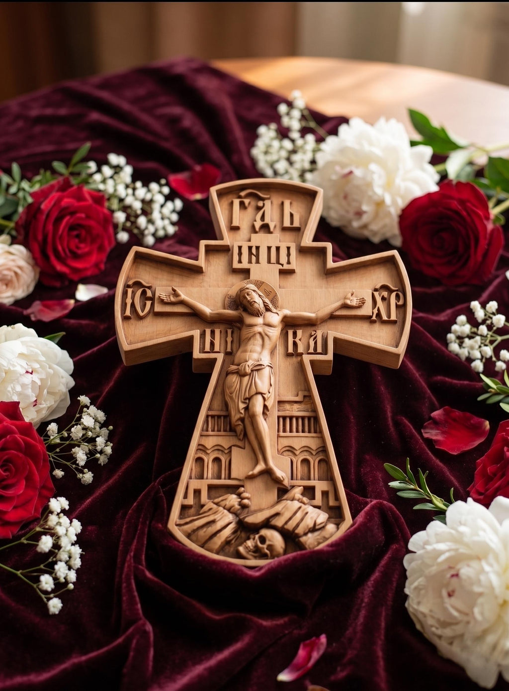 Wooden Orthodox Cross 8 12 16 20 Inch, Wooden Cross, Crucifix, Jesus Christ Cross, Orthodox Cross, Wall Cross, Christian Decor