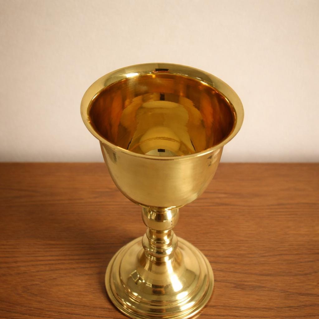 Brass Chalice 9.8 inches, Orthodox Communion Cup, Church Eucharist Vessel, Liturgical Cup, Christian Supplies