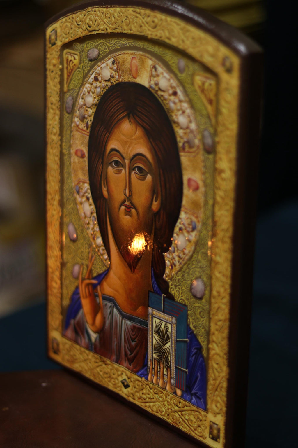 Jesus Christ Pantocrator Icon 7.9x5.9 in Orthodox Christian Wall Plaque