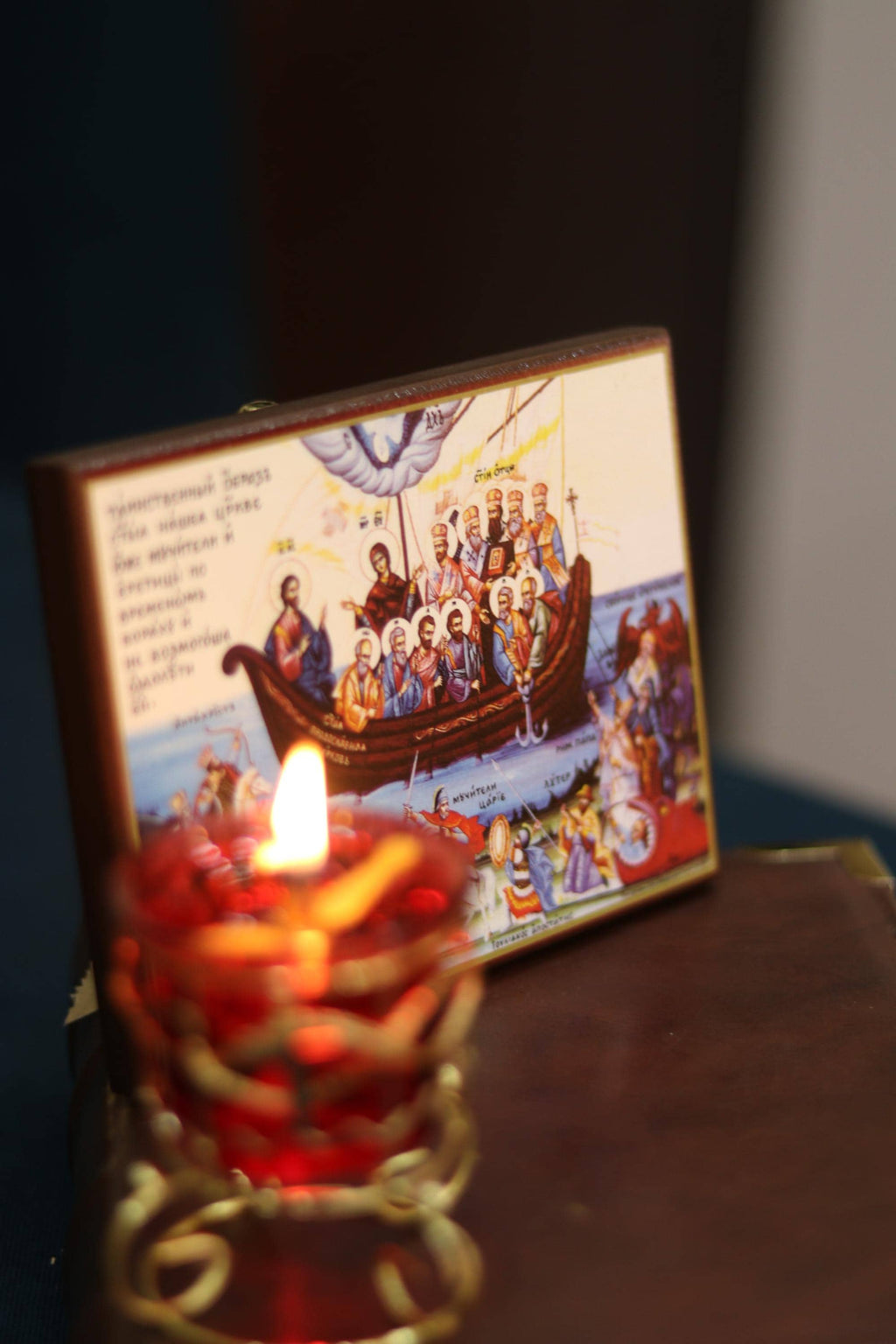 Orthodox Icon Church Ship , Wooden Religious Wooden Icon
