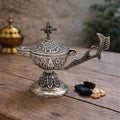 Orthodox Metal Incense Burner 6.3x5.1 in., Home Censer with Handle, Church Decor