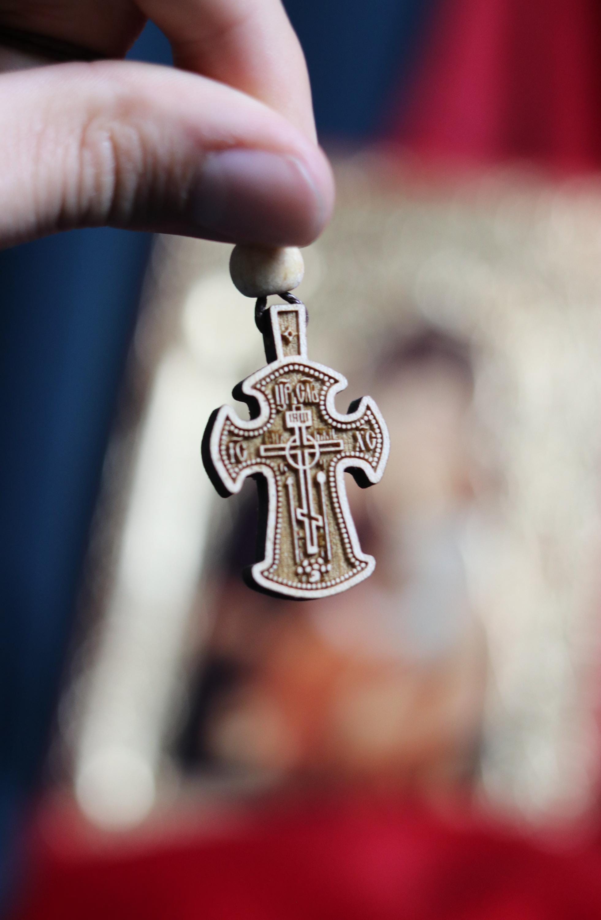 Wooden Orthodox cross, Wooden cross, Orthodox pendant, Christian cross, Jesus crucifix, Wlessed cross, Orthodox necklace, Eastern Orthodox