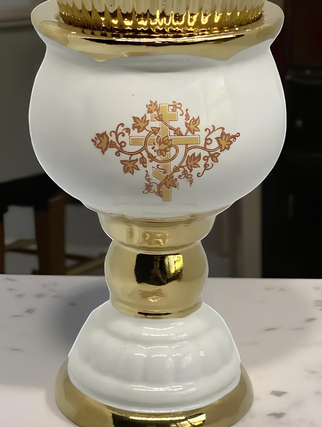 Ceramic Table Oil Lamp 6.7in, Icon Lamp, Retro Oil Lamp, Glass Oil Lamp, Vintage Oil Candle, Orthodox Lamp, Prayer Lamp, Eastern Orthodox