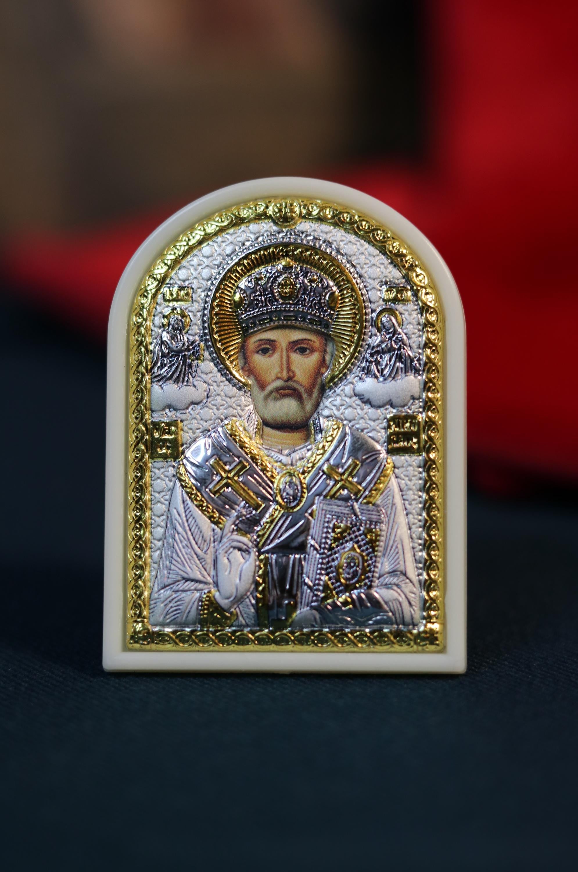 Orthodox icon of Nicholas the Wonderworker, silver icon, Orthodox silver icon, Orthodox icon, Religious icon, Christian icon, Greek icon