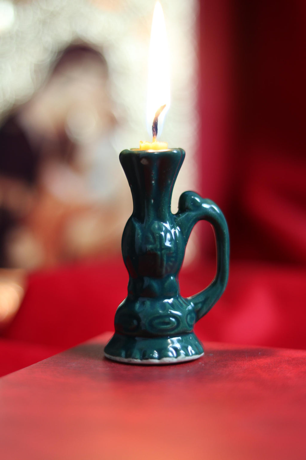 Orthodox Ceramic Candle Holder – Green Glazed 7cm Prayer Corner Candlestick with Cross Relief,  Orthodox candlestick, Ceramic candlestick
