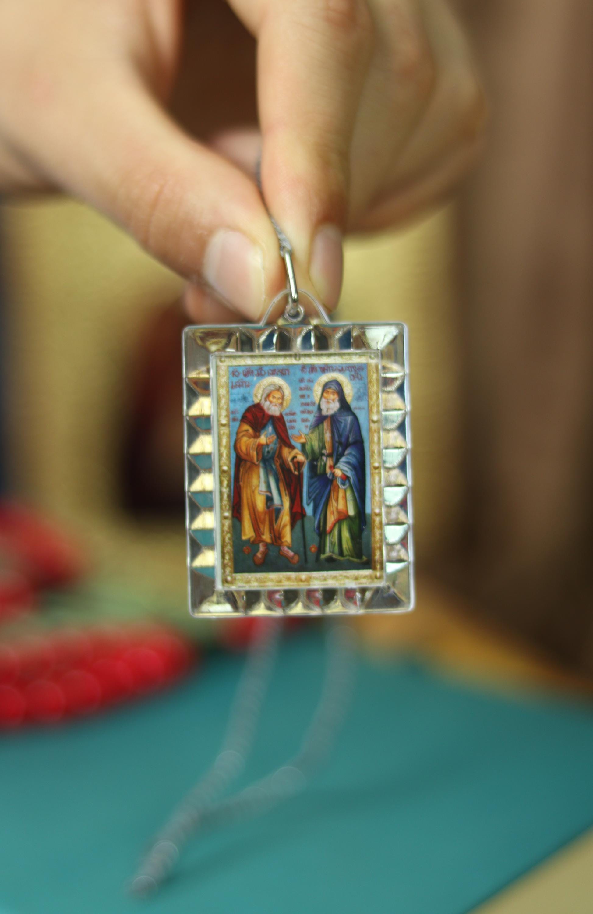 Orthodox Car Pendant Icon 1.6x2 in, Blessed Icon of Saint Gabriel Urgebadze, Religious Car Charm, Christian Gift, Travel Protection
