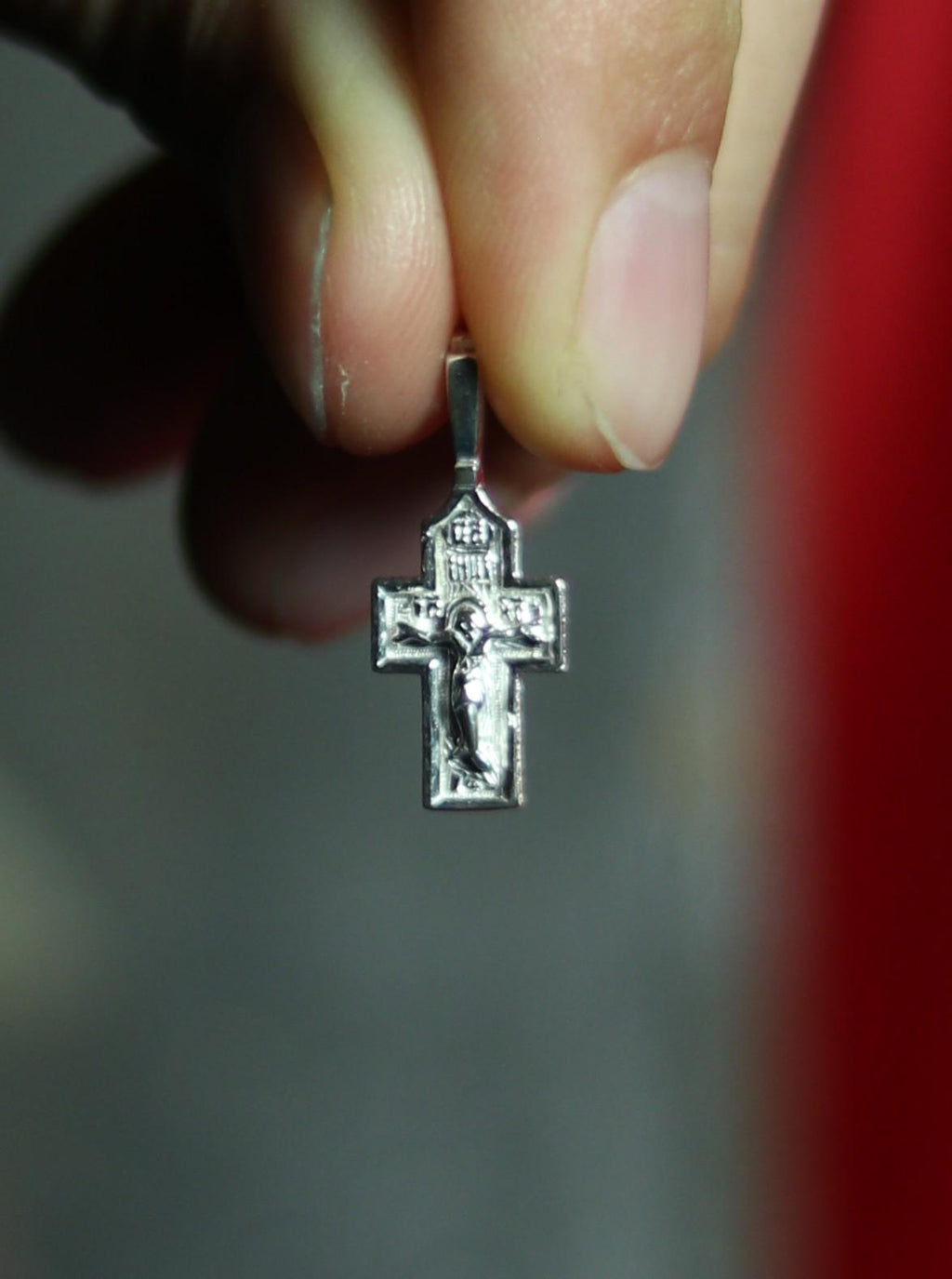 Orthodox Silver Cross Pendant – Sterling Silver 925 – 0.9×1.5 cm – 1.26 g – Mini Crucifix Necklace, Crucifix Pendant, Baptism gift