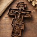 Orthodox Wooden Crucifix, Handcrafted Natural Wood Cross