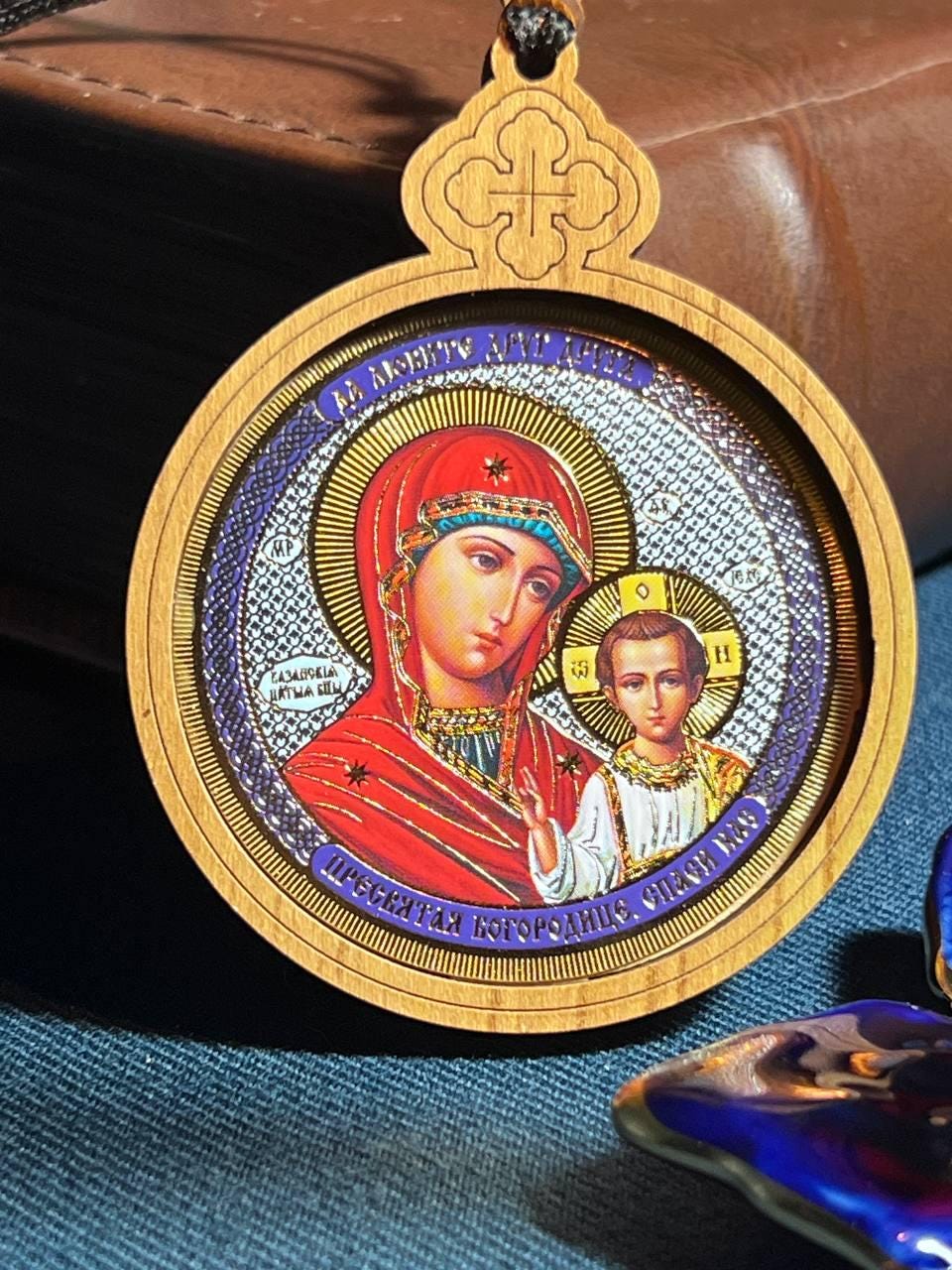 Pendant cross with icon in car | Wooden pendant in car | Cross in car | Pendant with icons | Pendant | Wooden cross | Tassel pendant | Cross