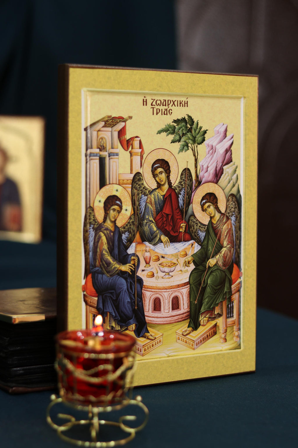 Holy Trinity Orthodox Wooden Icon Christian Wall Art Prayer Icon