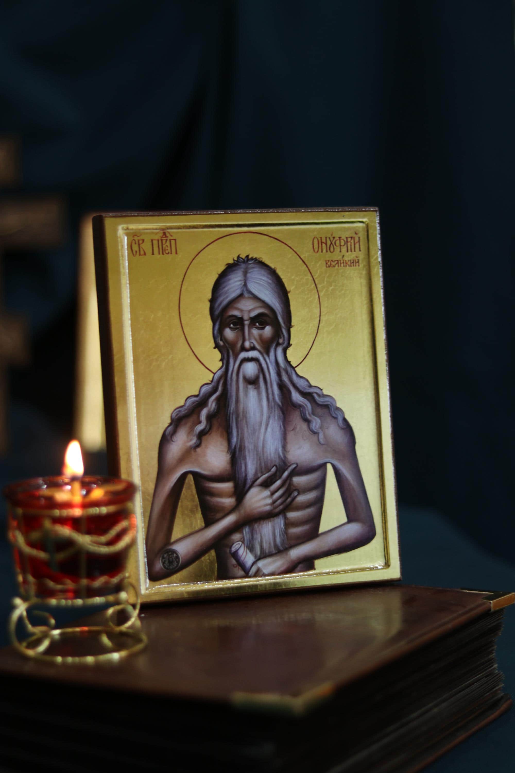 St Onuphrius Orthodox Icon, Wooden Icon Christian Icon