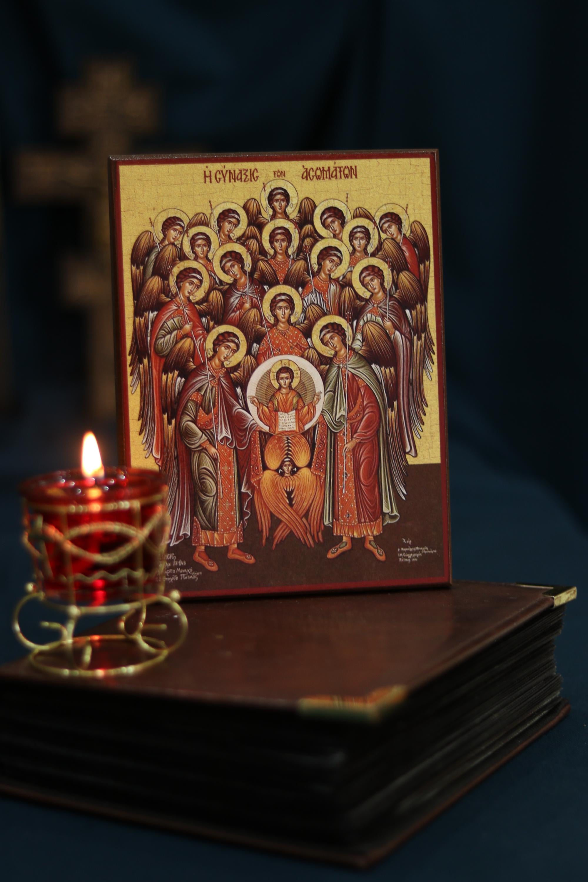 Synaxis of Archangels Wooden Icon, Orthodox Wall Decor