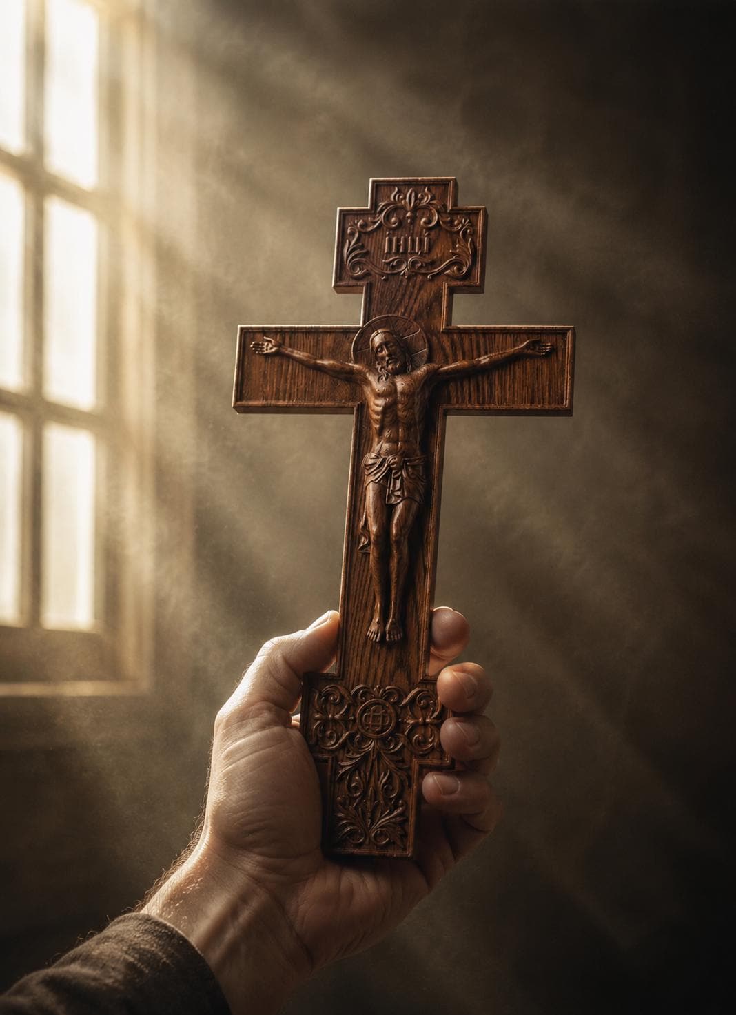 Wooden Orthodox Crucifix, 7.9-19.7in Beech Wood Cross, Jesus Christ Carving