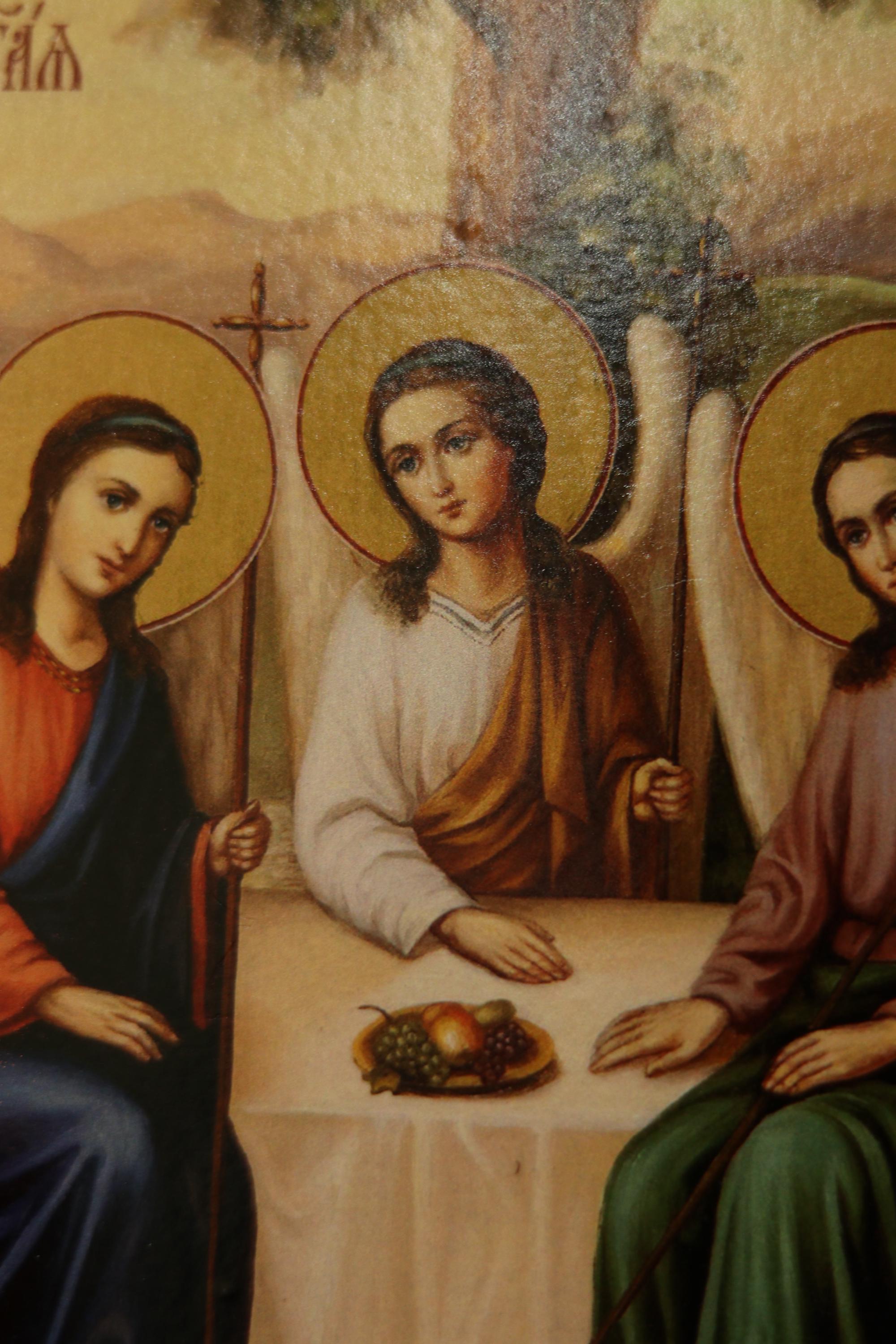 Holy Trinity Wooden Icon Orthodox Religious Wall Art 6.3x4.7 in