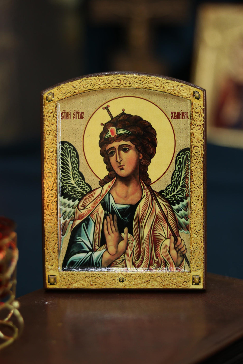Guardian Angel Icon 6.3in, Orthodox Wooden Icon, Christian Gift Decor