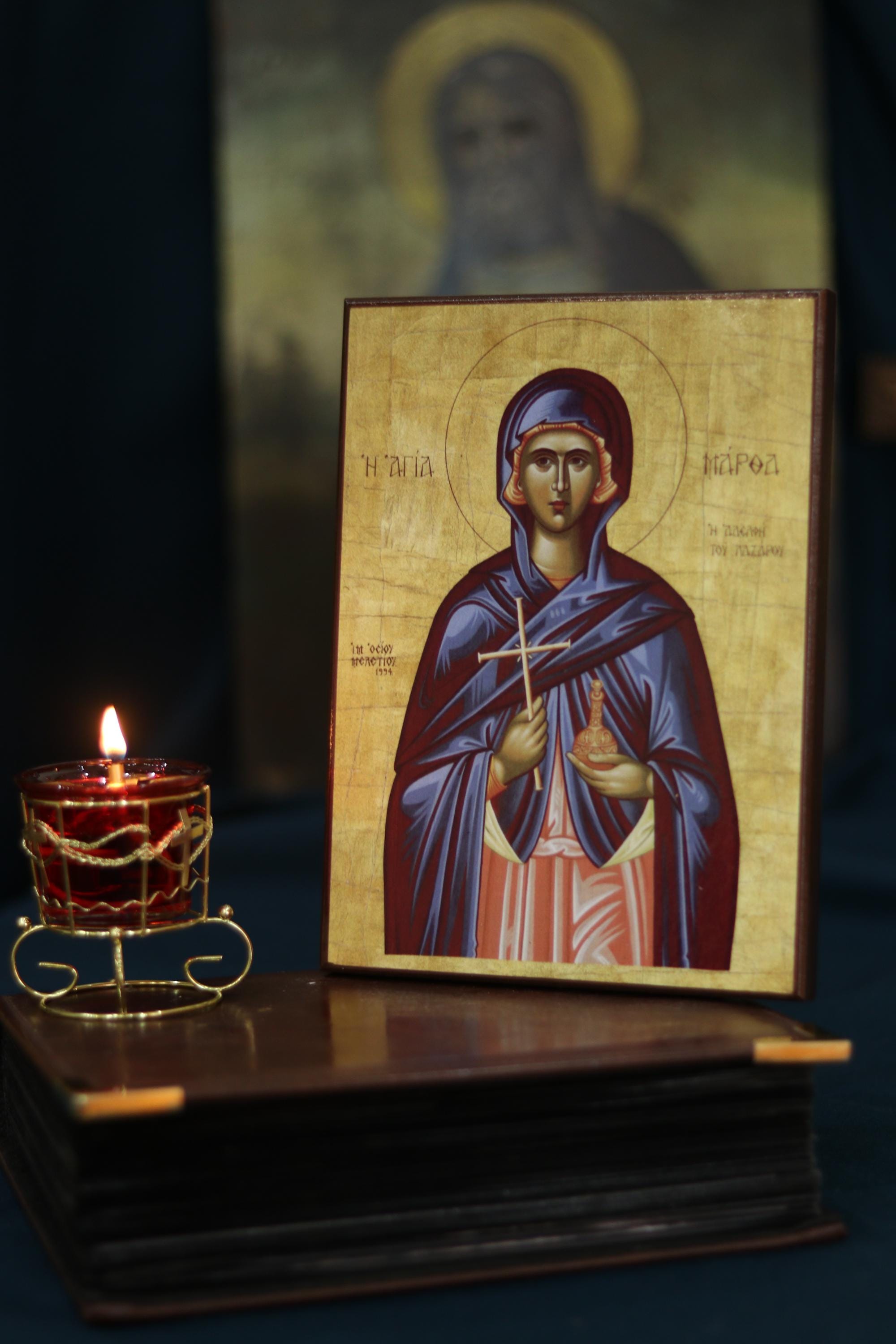 Saint Martha of Bethany Icon, Wooden Icon Orthodox Icon, Wall Decor