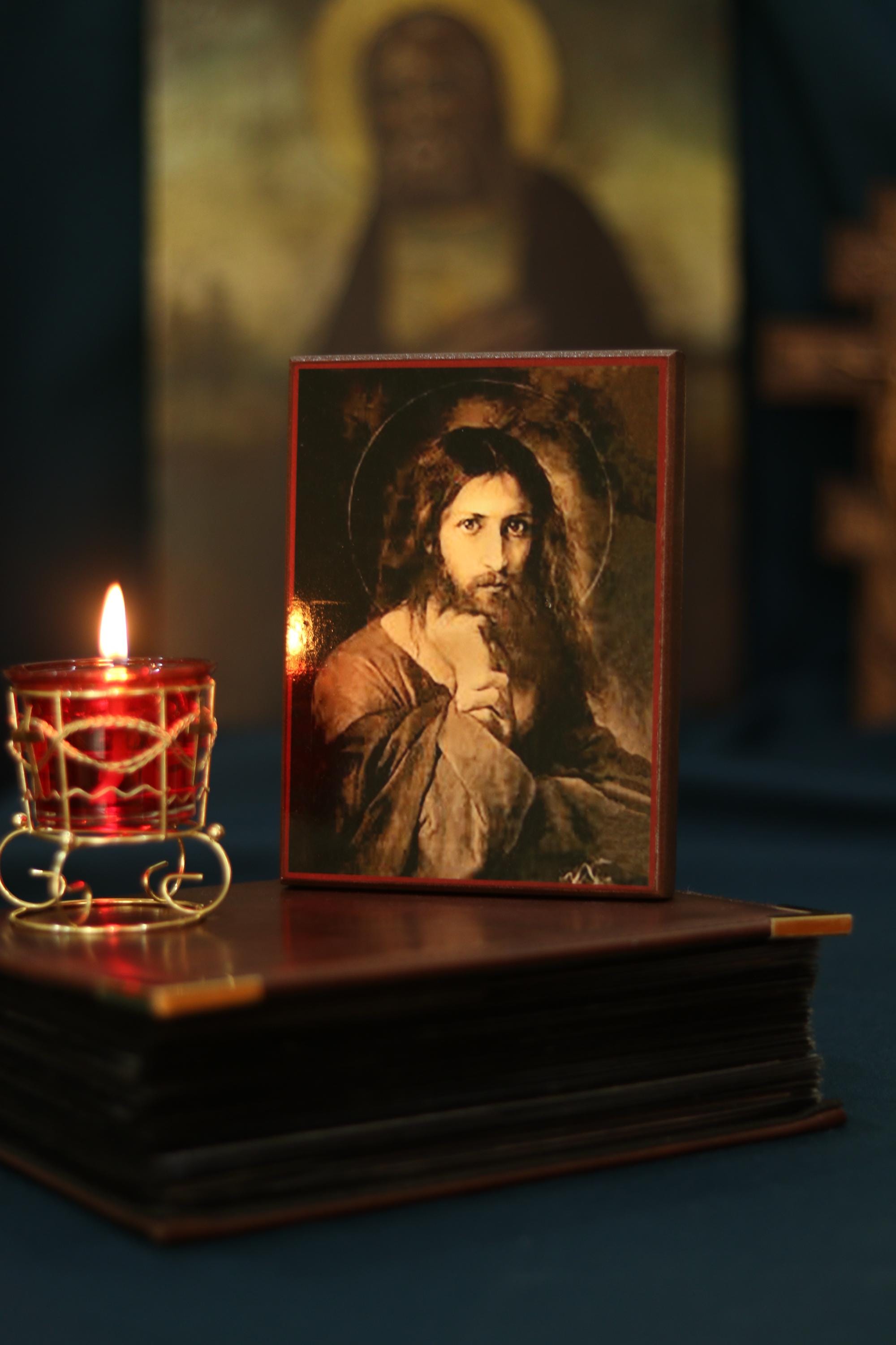 Wooden Icon Orthodox Icon Jesus Christ Savior, Traditional Christian Prayer