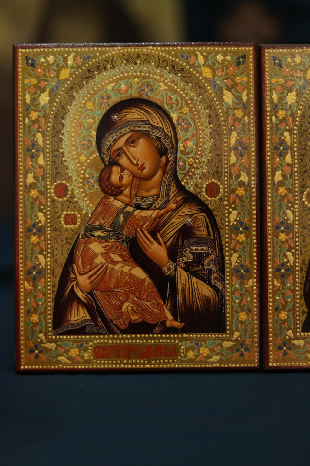 Orthodox Wedding Icon Pair Volodymyr Mary Jesus Pantocrator Wooden