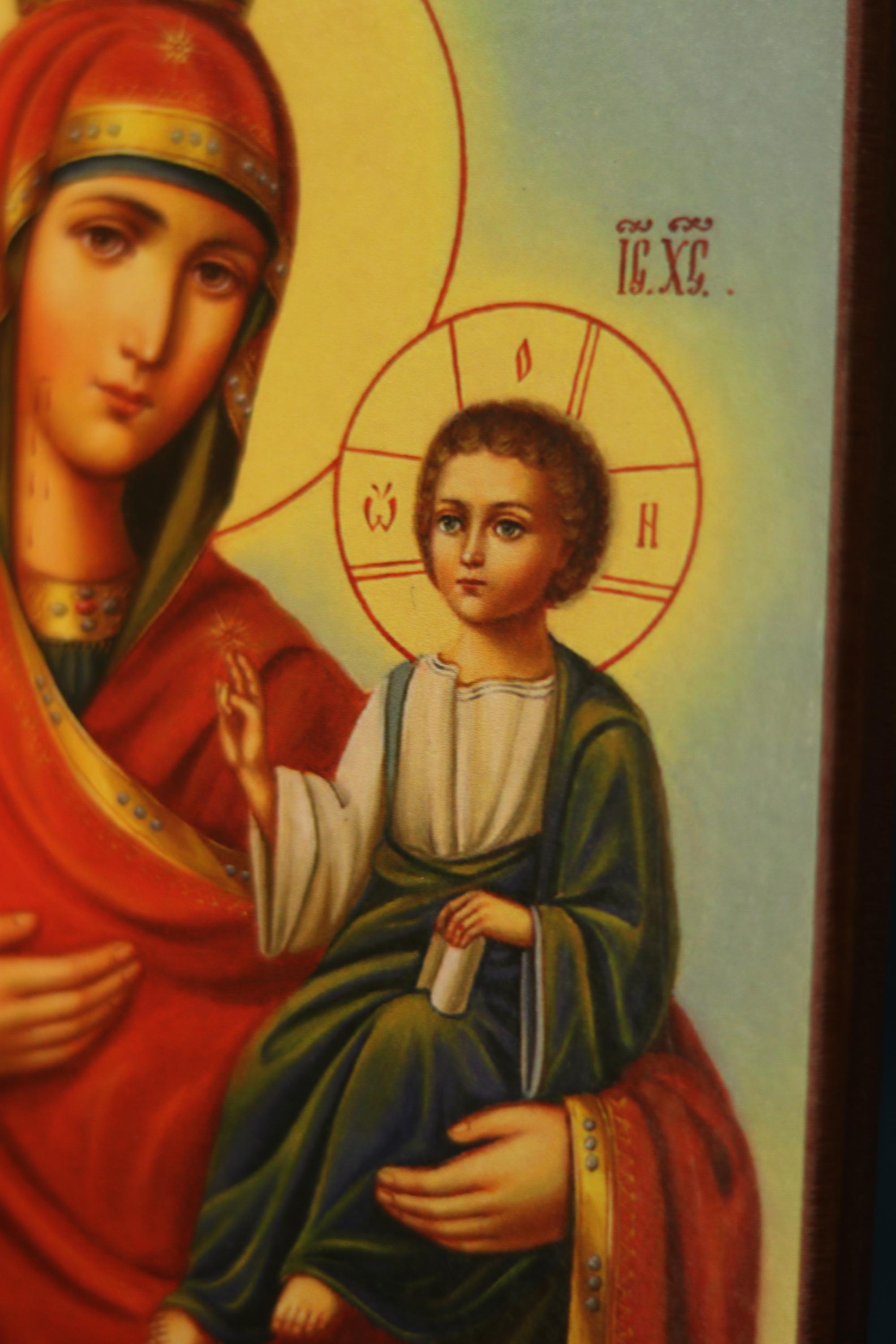 Wooden Icon Orthodox Icon, Virgin Mary Kazan, Ash Veneer Religious Decor ()