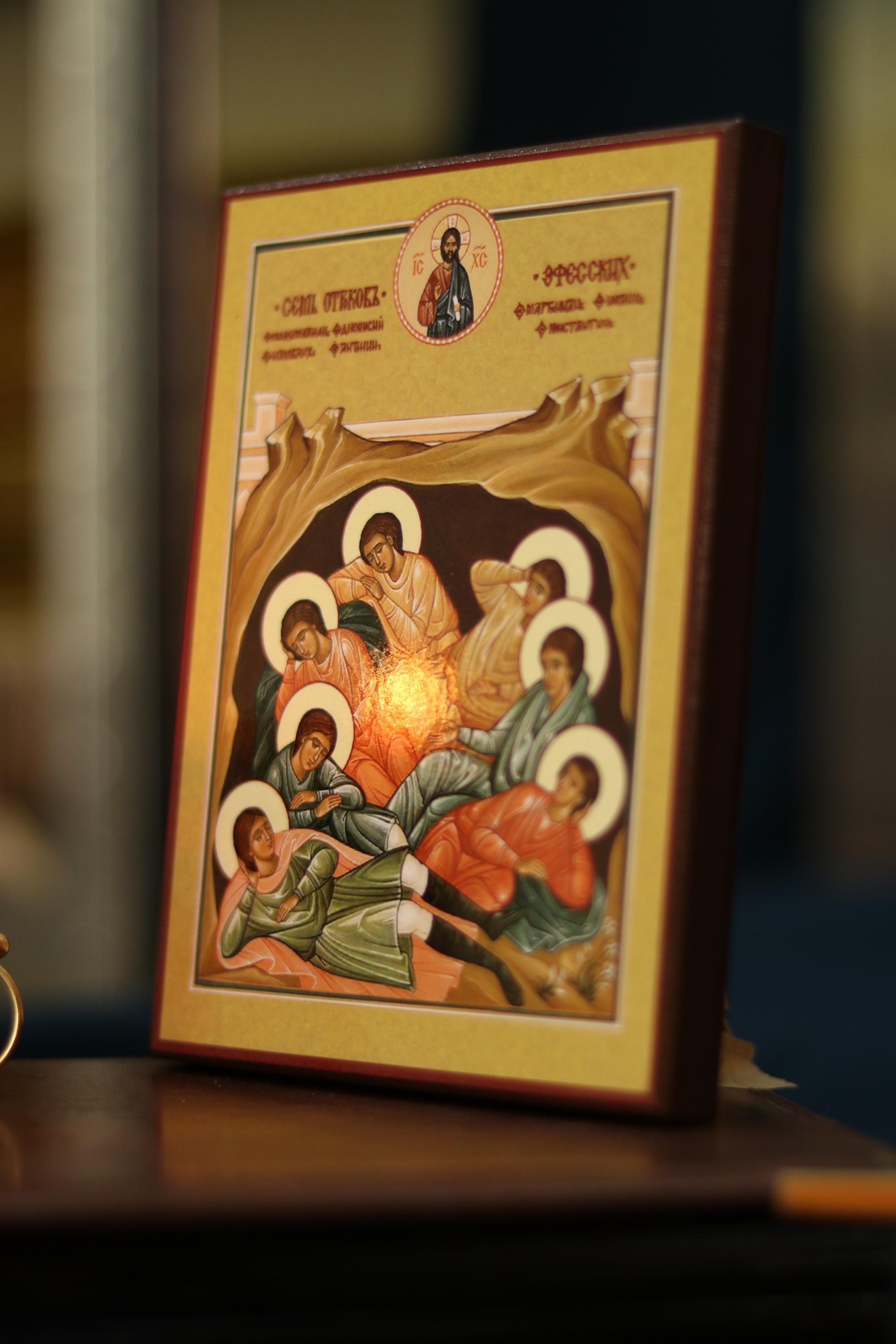 Orthodox Wooden Icon ., Seven Sleepers of Ephesus