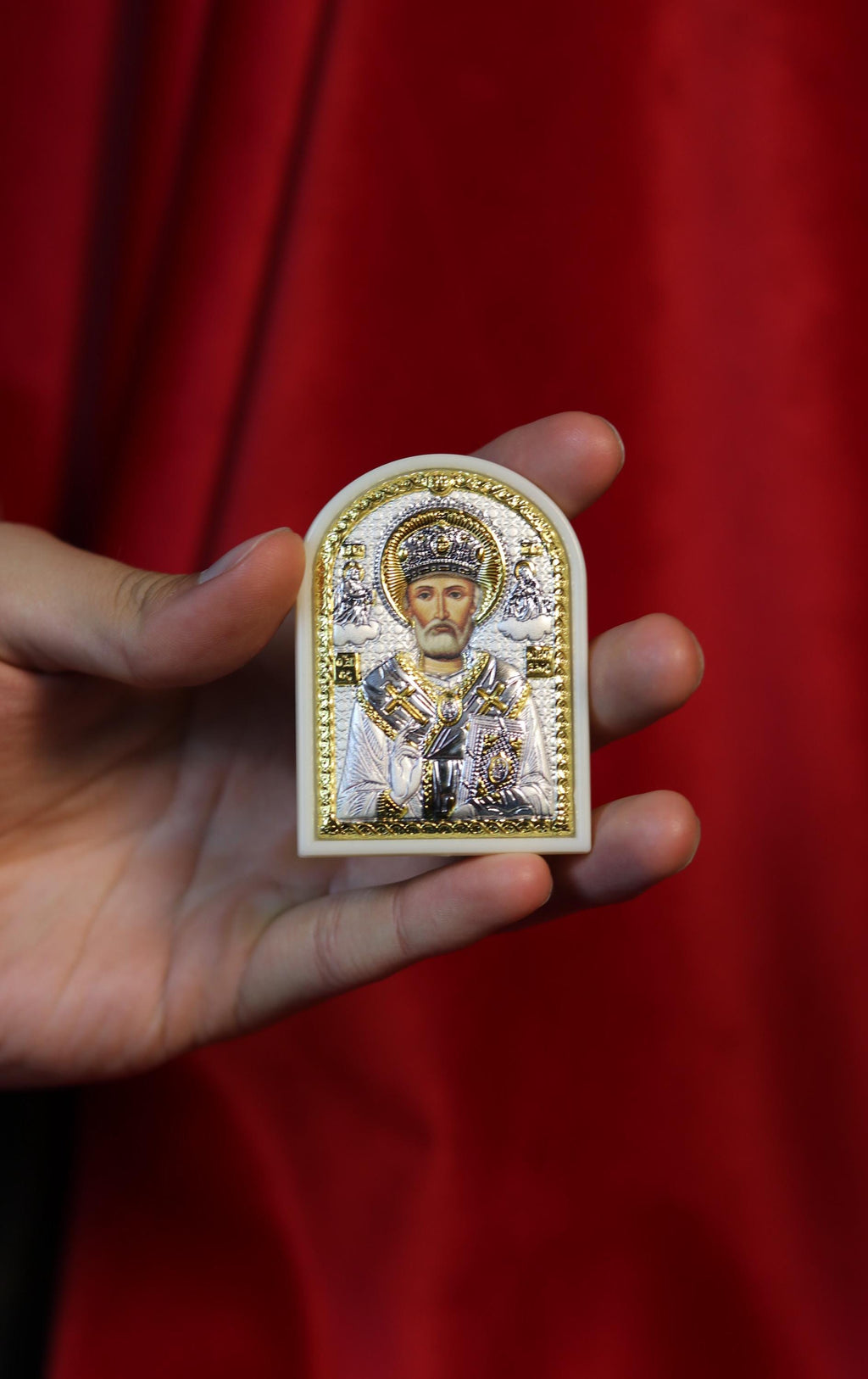 Orthodox icon of Nicholas the Wonderworker, silver icon, Orthodox silver icon, Orthodox icon, Religious icon, Christian icon, Greek icon
