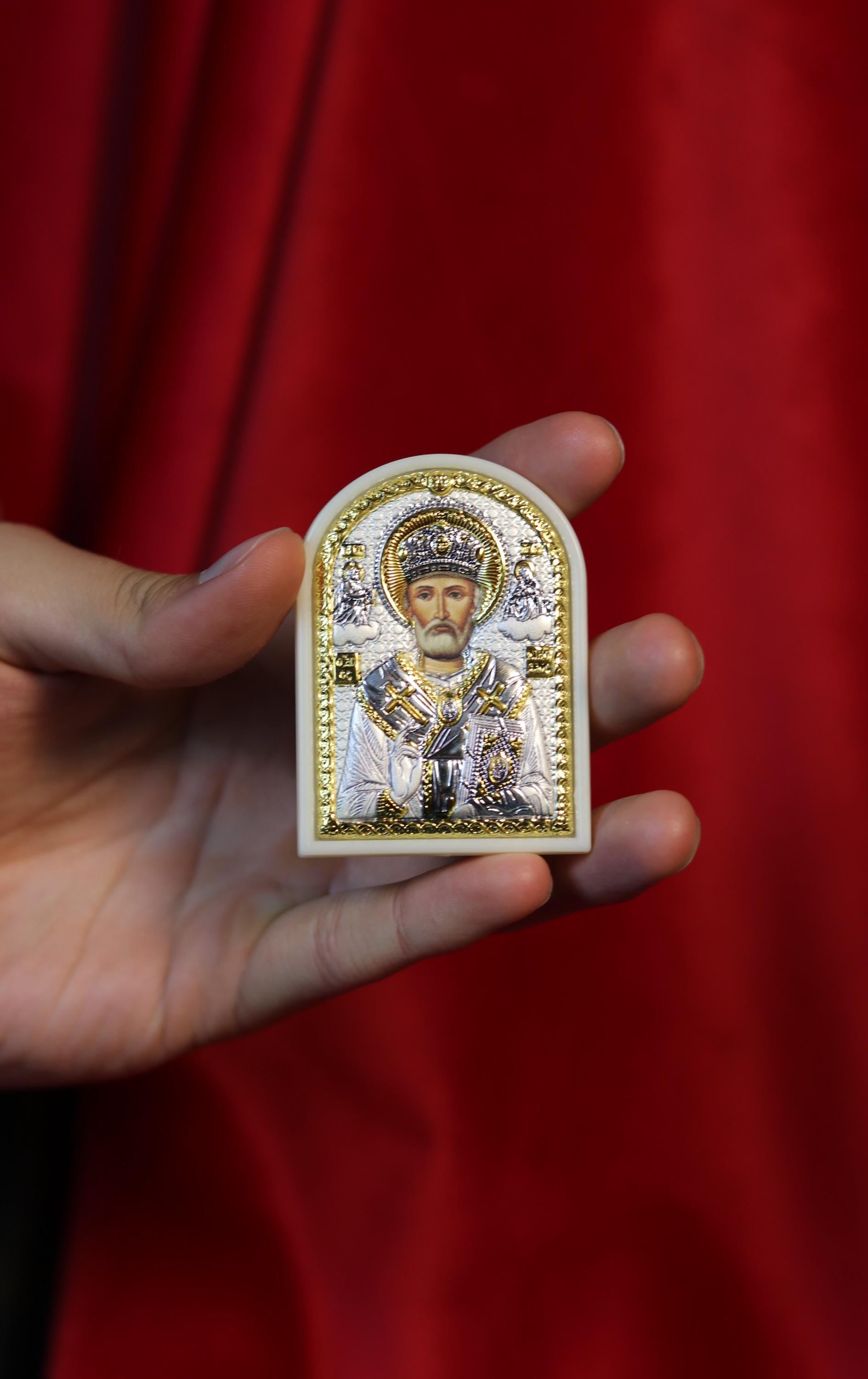 Orthodox icon of Nicholas the Wonderworker, silver icon, Orthodox silver icon, Orthodox icon, Religious icon, Christian icon, Greek icon