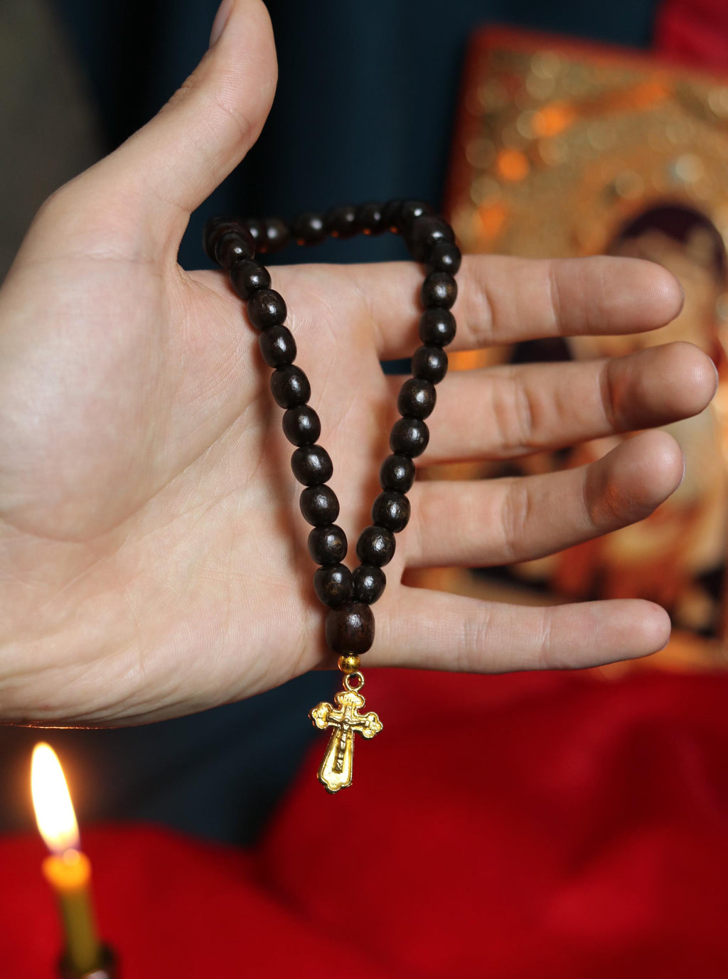 Orthodox Wooden Prayer Beads with Tassel – Handmade Black Wood Orthodox rosaries, Prayer beads, Orthodox prayer rope, Wooden komboskini